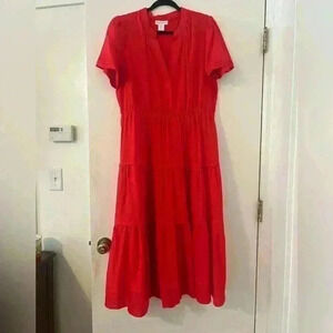 Cynthia Rowley linen dress in beautiful reddish orange color
